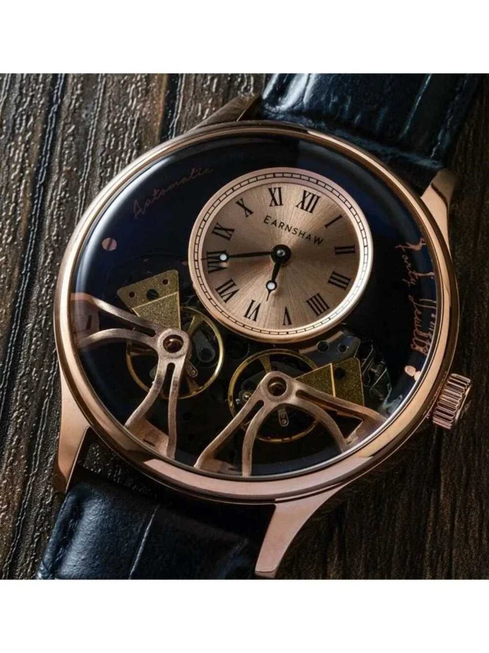 NWT Thomas Earnshaw Scientists Faraday Double Barrel Rose Gold-tone Dial Men's W